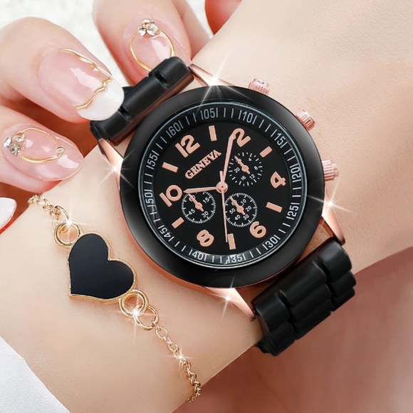 4/pc Geneva watch set with heart shape jewelry NWOT - Picture 3 of 3